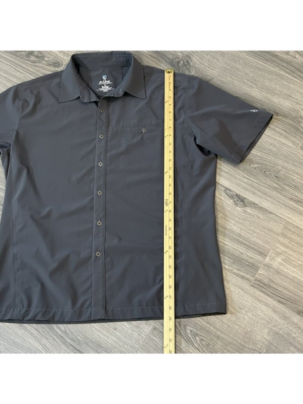 Kuhl Shirt Mens XL Gray Tufflex Stretch Short Sleeve Button Up Outdoor Hiking - Picture 8 of 9